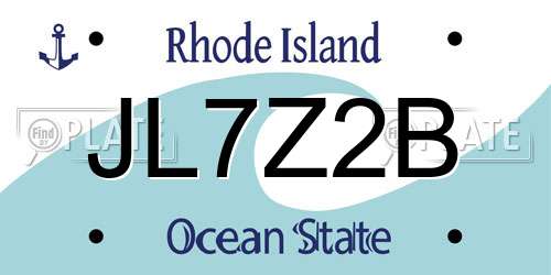 JL7Z2B Rhode Island License Plate