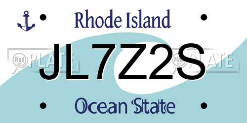 JL7Z2S Rhode Island License Plate