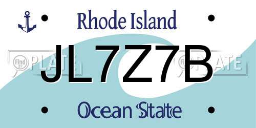 JL7Z7B Rhode Island License Plate