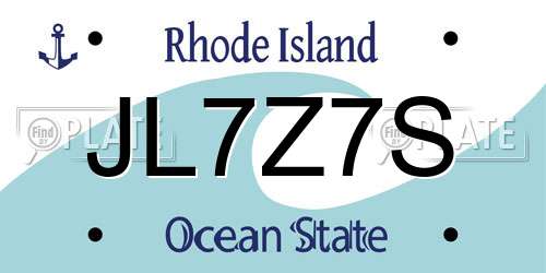 JL7Z7S Rhode Island License Plate