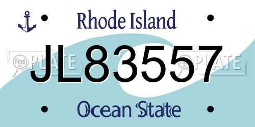 JL83557 Rhode Island License Plate