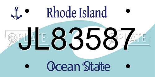 JL83587 Rhode Island License Plate