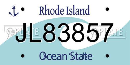 JL83857 Rhode Island License Plate