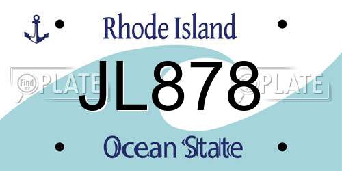 JL878 Rhode Island License Plate