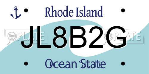 JL8B2G Rhode Island License Plate