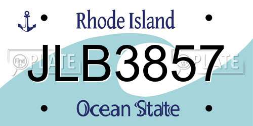 JLB3857 Rhode Island License Plate