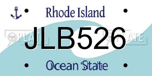 JLB526 Rhode Island License Plate