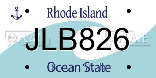 JLB826 Rhode Island License Plate