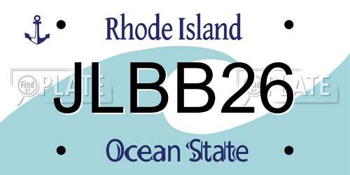 JLBB26 Rhode Island License Plate