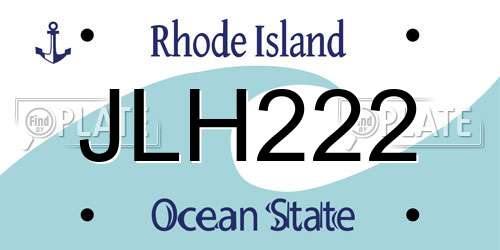 JLH222 Rhode Island License Plate