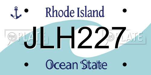 JLH227 Rhode Island License Plate