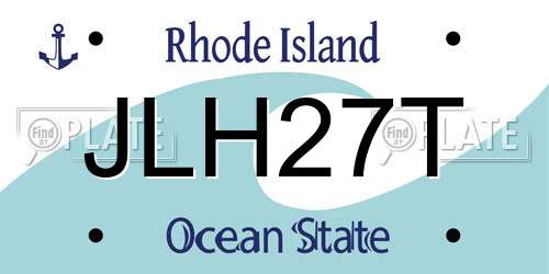 JLH27T Rhode Island License Plate