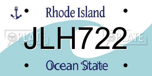 JLH722 Rhode Island License Plate