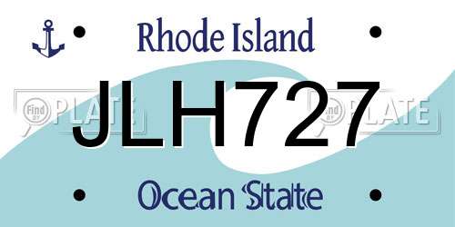 JLH727 Rhode Island License Plate