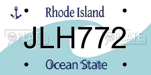 JLH772 Rhode Island License Plate