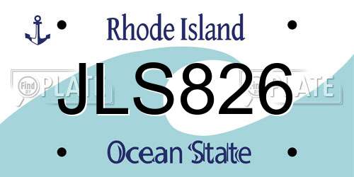 JLS826 Rhode Island License Plate