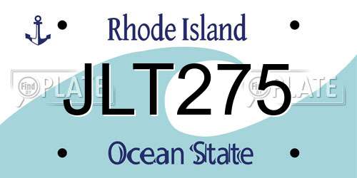 JLT275 Rhode Island License Plate