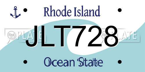 JLT728 Rhode Island License Plate