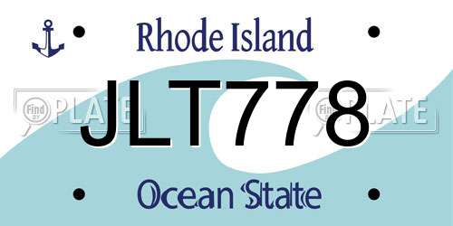 JLT778 Rhode Island License Plate