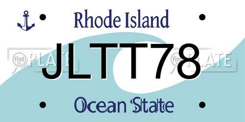 JLTT78 Rhode Island License Plate