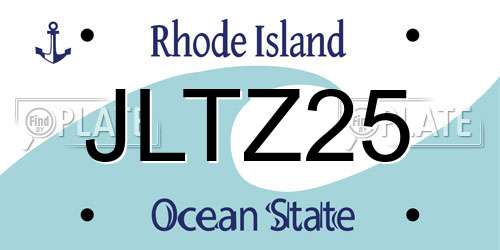 JLTZ25 Rhode Island License Plate