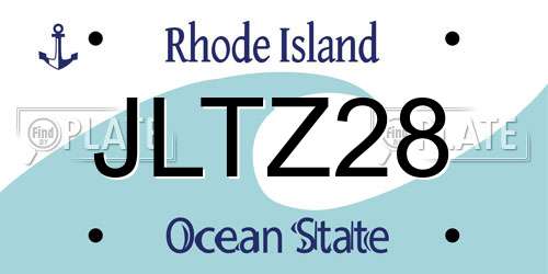 JLTZ28 Rhode Island License Plate