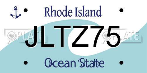 JLTZ75 Rhode Island License Plate