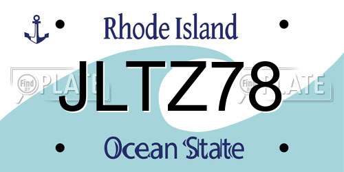 JLTZ78 Rhode Island License Plate