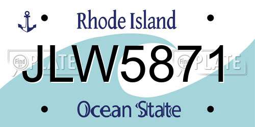 JLW5871 Rhode Island License Plate