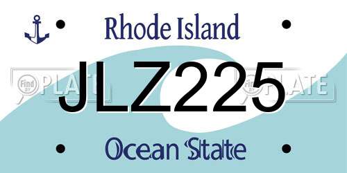JLZ225 Rhode Island License Plate