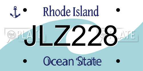 JLZ228 Rhode Island License Plate