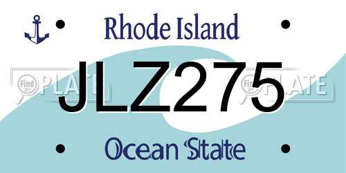 JLZ275 Rhode Island License Plate
