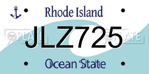 JLZ725 Rhode Island License Plate