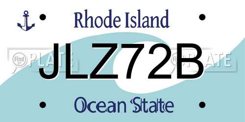 JLZ72B Rhode Island License Plate