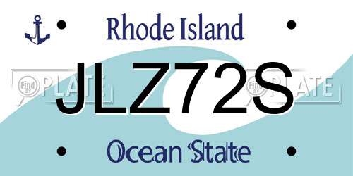 JLZ72S Rhode Island License Plate