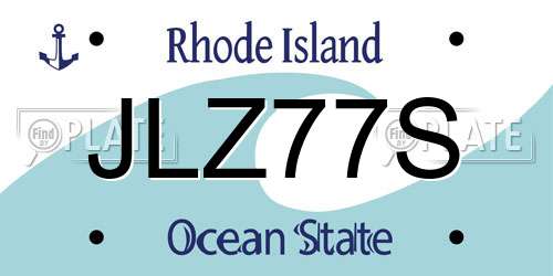 JLZ77S Rhode Island License Plate