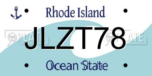 JLZT78 Rhode Island License Plate