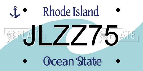 JLZZ75 Rhode Island License Plate