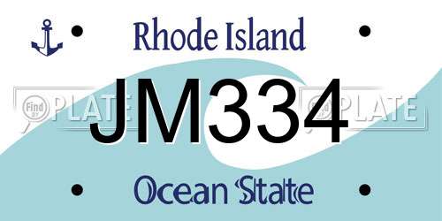 JM334 Rhode Island License Plate