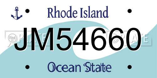 JM54660 Rhode Island License Plate