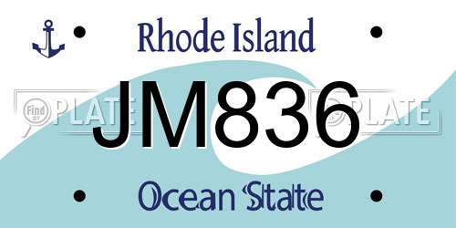 JM836 Rhode Island License Plate