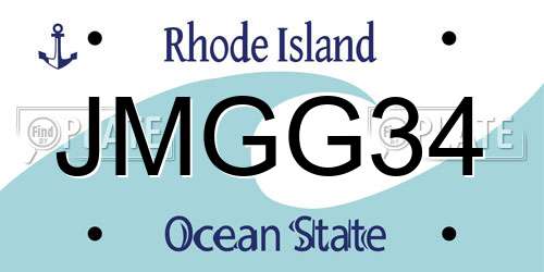 JMGG34 Rhode Island License Plate