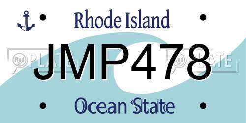 JMP478 Rhode Island License Plate