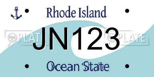 JN123 Rhode Island License Plate
