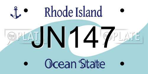 JN147 Rhode Island License Plate