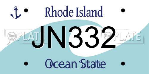 JN332 Rhode Island License Plate