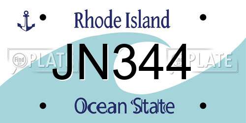 JN344 Rhode Island License Plate