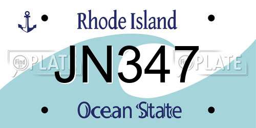 JN347 Rhode Island License Plate