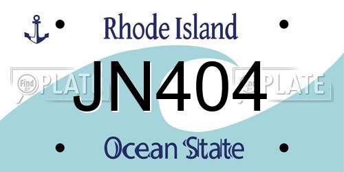 JN404 Rhode Island License Plate