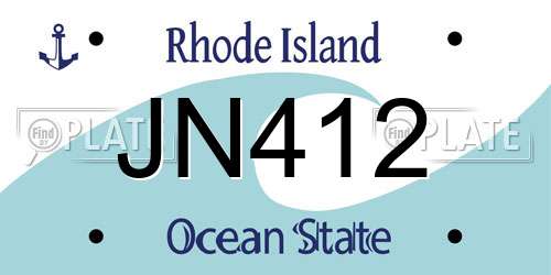 JN412 Rhode Island License Plate